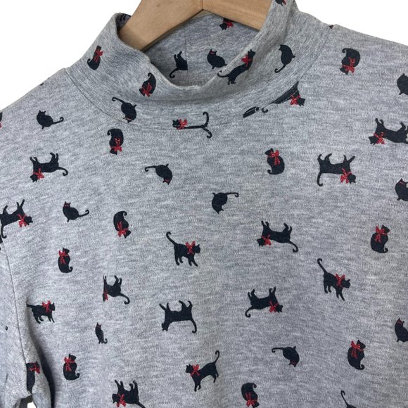 KAREN SCOTT | Petite Women’s Cat & Bow Christmas Mock Neck Turtleneck | Size PS - Picture 4 of 10